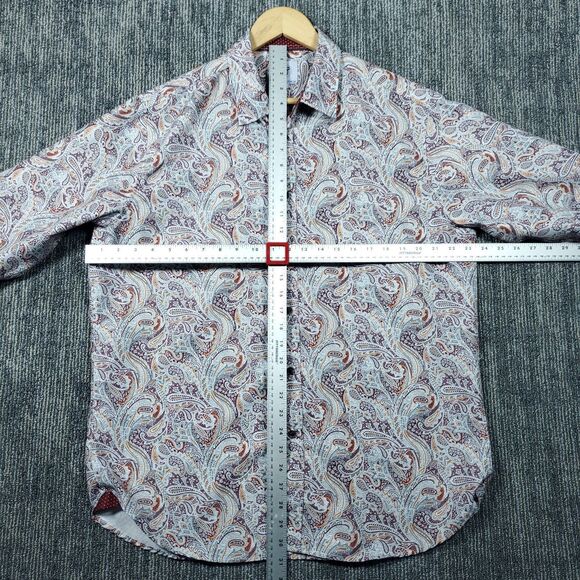Kilburne & Finch Dress Shirt Mens Size XL White / Red Paisley Cotton Long Sleeve - Picture 7 of 14